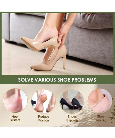 Heel Pads for Loose Shoes | Women's Comfort Inserts | Stop Heel Slip & Blisters | 3 Pairs - Beige Black Clear - Buy Online on GoSupps.com