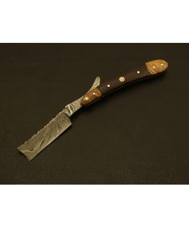 Beautiful Damascus Steel Razor Handmade Cut Throat Barber Salon Shaving Razor Pocket Knife Z-109