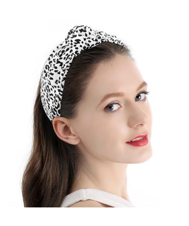 QIANXUAN Cheetah Print Knotted Headbands for Women - Set of 4 Leopard Top Knot Fabric Hairbands - Buy Online on GoSupps.com