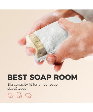 ZOMCHI 2-Piece Soap Bags Set - Gentle Roughness Exfoliating Soap Savers for Shower - Body Scrubbers for Bar Soap - Light Gray - Buy Online on GoSupps.com