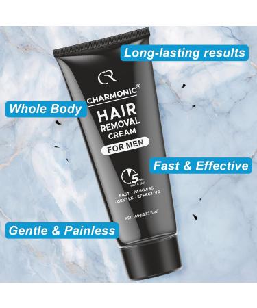 Hair Removal Cream Charmonic Intimate/Private Area Hair Remover for Men Fast & Painless Hair Removal for Underarm Chest Back Legs and Arms Depilatory Cream for Unwanted Coarse Body Hair (Black 2 pcs) - Buy Online on GoSupps.com