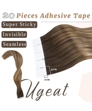 Buy Ugeat Dark Brown to Golden Brown Ash Blonde Tape-In Extensions - 20 Pieces Remy Balayage Hair - 45 cm 50 grams #4/10/16 - Buy Online on GoSupps.com