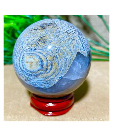 Brazil Black Line Agate Sphere Natural Quartz Crystal Gift Home Furnishing Articles Ball+Stand 1pc (Color : 200-210g)