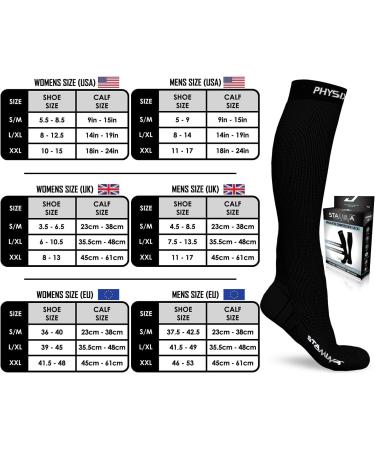 Physix Gear Compression Socks (20-30 mmhg) for Men & Women - Athletic Fit for Running, Nurses, Shin Splints - Boost Stamina & Recovery - XXL Black - Buy Online on GoSupps.com