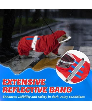 Waterproof Dog Raincoat with Hood & Reflective Strap for Small Medium Dogs - S Red Small - Buy Online on GoSupps.com