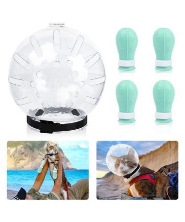 KUIING Adjustable Breathable Cat Muzzle (L) Anti-Bite Cat Space Hood and Anti-Scratch Silicone Cat Paw Protector Shoes for Grooming Cat Mouth Cover Bite Guard for 6-10lb Aggressive Cat Kitten