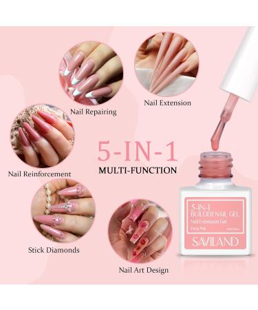 SAVILAND 6 Colors Builder Nail Gel in A Bottle: 10 ML 5-in-1 Sheer Pink Gel Builder Set Nail Strengthener Extension Gel Kit Hard Gel for Nails Thickening & Repair - Buy Online on GoSupps.com