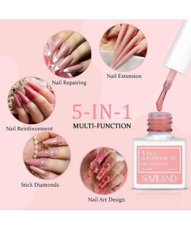 Saviland 5-in-1 Builder Nail Gel Set - Sheer Pink Color, 6pcs 10ML Nail Extension & Strengthening Gel in a Bottle - Hard Gel for Nail Repair - Gift Box Set for Ladies - Buy Online on GoSupps.com