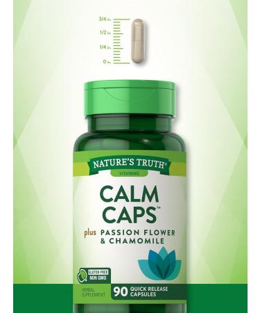 L-Theanine Calm Caps | 90 Veggie Capsules with Ashwagandha, Passion Flower & Chamomile | Vegan, Non-GMO, Gluten Free Supplement by Nature's Truth - Buy Online on GoSupps.com