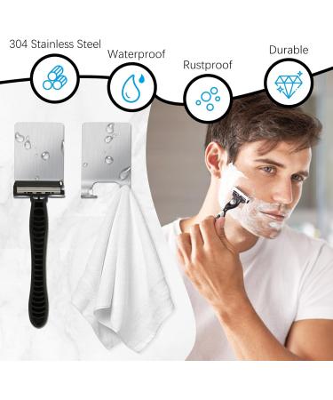 Vmutha Self-Adhesive Razor Holder Hook - 2 Stainless Steel Bathroom & Kitchen Hooks for Easy Storage - Silver - Buy Online on GoSupps.com