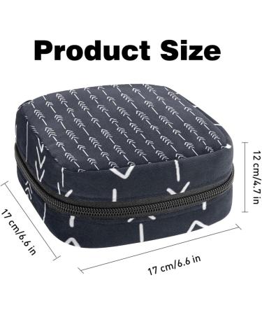 Geometric White Arrow Menstrual Pad Bag with Zipper - Stylish Women's Napkin & Tampon Storage Collection - Buy Online on GoSupps.com