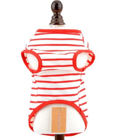 Smalllee Lucky Store: Summer Striped T-Shirt for Small & Medium Dogs | XS Red | Ideal for Yorkies Chihuahuas & Cats - Buy Online on GoSupps.com