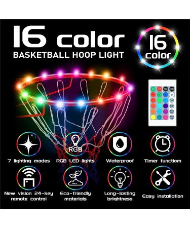 Remote Control LED Basketball Hoop Lights - 16 Color Change Waterproof Rim Light for Outdoor Games & Training - Buy Online on GoSupps.com