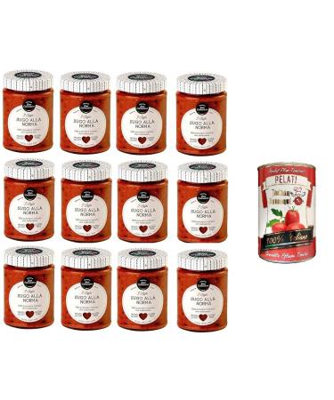 Italian Gourmet E.R. 12 x Cascina San Cassiano Sauce alla Norma 290g + Peeled Italian Gourmet Tomatoes 400g