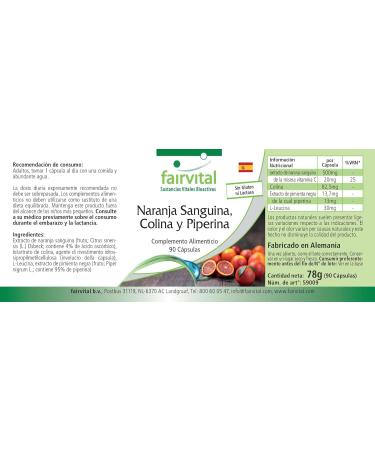 Fairvital | Blood orange choline and piperine - 90 capsules - for 3 months - quality controlled and high dose - 100% vegan - - Buy Online on GoSupps.com
