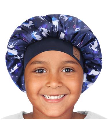Hat Hut Kids Satin Bonnet Sleep Cap for Curly Hair Adjustable Silk Hair Cap for Baby Sleeping Hair Bonnet for Toddler Child 1-8 Years Unicorn 1