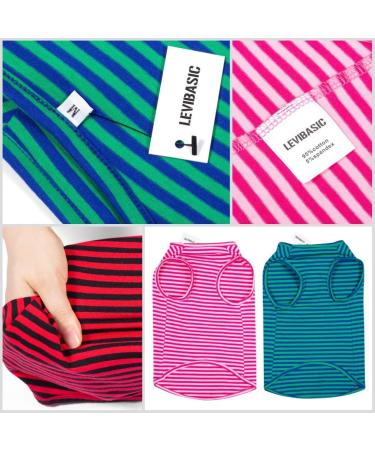 Dog Shirts Cotton Striped T-Shirts  Breathable Basic Vest for Puppy and Cat  Super Soft Stretchable Doggy Tee Tank Top Sleeveless  Fashion & Cute Color for Boys and Girls (M  Pink+Green) Medium Pink+Green - Buy Online on GoSupps.com