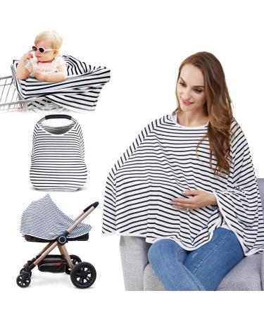 Baby Nursing Cover & Nursing Poncho 360 Full Privacy Breastfeeding Protection Shopping Cart Stroller Cover Multi-Use Cover for Baby Car Seat Canopy Baby Shower Gifts for Boy&Girl