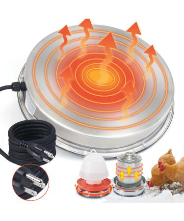 ayakol Chicken Water Heater Base for Winter 24cm Suitable for for Metal/Plastic waterers Automatic Temperature Control Poultry/pet Waterer Base with Antifreeze Power Cord