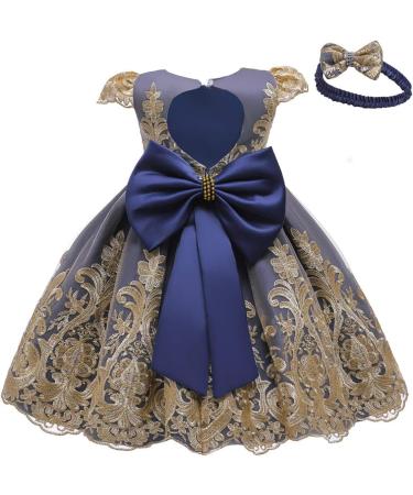 MYRISAM Baby Girl Embroidery Princess Dress w/ Headwear 5-6 Years Navy Blue - Buy Online on GoSupps.com