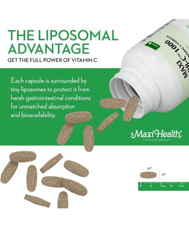 Maxi Health Liposomal Vitamin C 1000mg Tablets with Digestive Blend Highly Absorbable High Dose VitaminC Non GMO Kosher Vegetarian Doctor-Formulated Immune Support Supplement (90 Count) Unflavored 90 Count (Pack of 1) - Buy Online on GoSupps.com