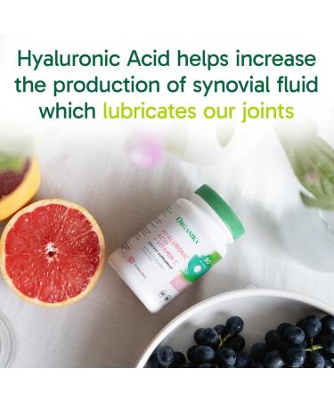 Organika Hyaluronic Acid Supplement with Vitamin C (90 Vegetable Capsules): Symbiotic Joint Wellness Collagen & Skin Hydration Powerhouse - Enhanced Hyaluronic Acid Supplements for Mobility & Beauty - Buy Online on GoSupps.com