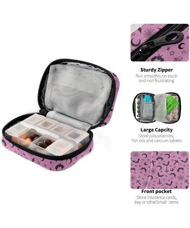 Travel Pill Organizer Bag - Purple Goth with Bats | Weekly Pill Case for Vitamins & Supplements | Compact & Portable Zippered Pill Box - Buy Online on GoSupps.com