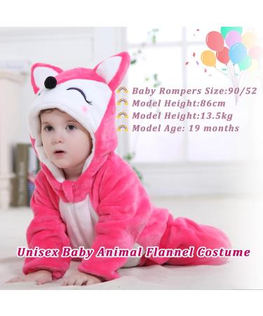 Doladola Unisex Baby Hooded Animal Romper - Toddler's Jumpsuit Pajama (2-3.5 Years) - Rose Fox Design - Buy Online on GoSupps.com