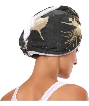 Gold Ballerinas Hair Towel 2 Pack - Super Absorbent & Quick Dry Hair Turbans for Women & Girls - Perfect Hair Drying Solution - Buy Online on GoSupps.com