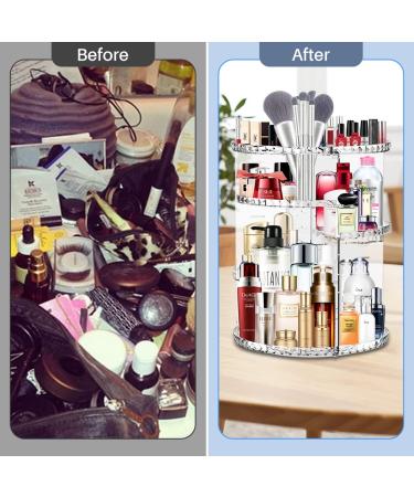 Vinmoso Rotating Makeup Organizer - Adjustable Cosmetic Storage for Dresser and Vanity - 4 Trays Perfume and Cosmetics Organizer - Buy Online on GoSupps.com