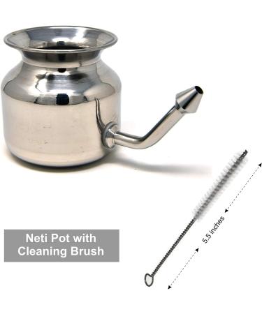 304 Grade Stainless Steel Ayurvedic Jal Neti Pot for Sinus Congestion and Nasal Cleansing - Buy Online on GoSupps.com
