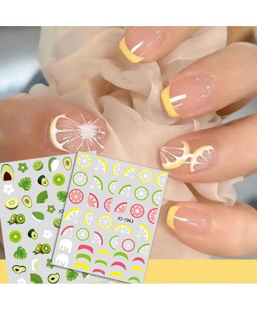 Summer Fruit Nail Art Stickers - Cute Lemon, Strawberry, Cherry, Watermelon, Avocado Designs - Nail Decals for Women and Girls - Buy Online on GoSupps.com