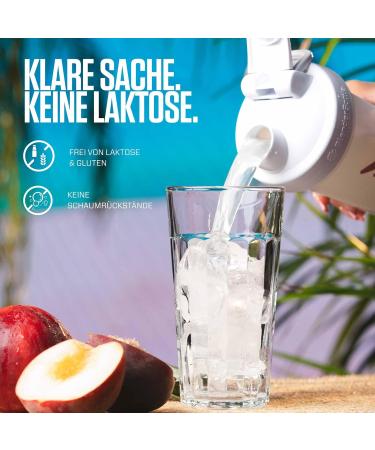 AWHEY Clear 100% Whey Protein Isolate - Fat-Free Gluten-Free Lactose-Free - 85g Protein per 100g - Refreshing Peach Iced Tea Flavor - 450g (15 Portions) - Buy Online on GoSupps.com