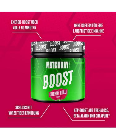 Matchday Nutrition Boost | 90 Minutes Full Throttle Football | ATP Booster with Amino Acids & Carbs | Speed Explosiveness & Endurance | 20 Portions Cherry Lollipop - Buy Online on GoSupps.com