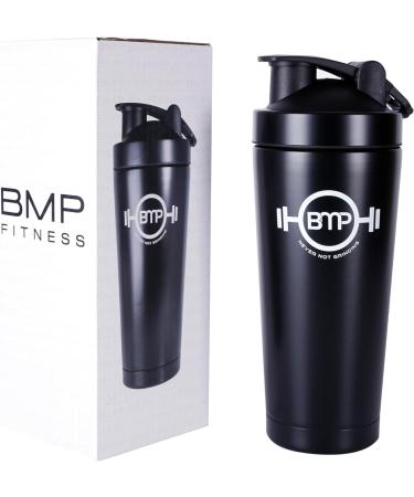 Buy BMP Fitness Stainless Steel Protein Shaker 750ml - Sustainable Metal Bottle with Spiral Ball (Black) | International Shipping Available - Buy Online on GoSupps.com