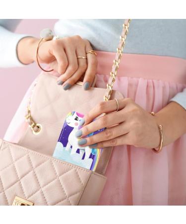 Mini Rainbow Unicorn Lipstick Case | Leather Lip Gloss Organizer with Mirror | Cute Cartoon Lipstick Holder Bag - Buy Online on GoSupps.com