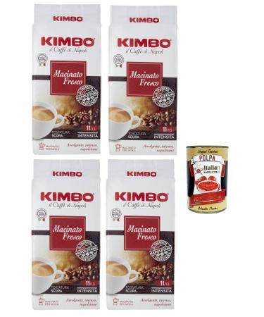 Kimbo Macinato fresco caffe' italiano Caff Macinato Italian Caf moulu convient pour cafeti re Moka Lot de 4x 250 gr + Italian Gourmet polpa 400g