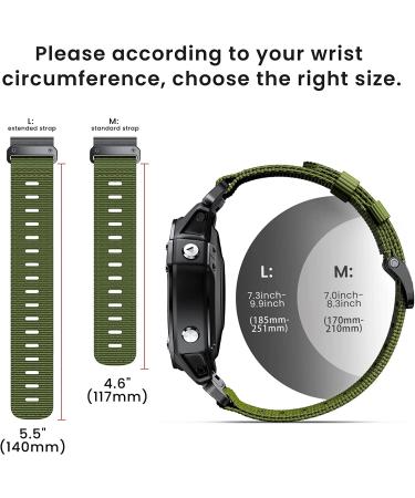 CUZOW 26mm Nylon Watch Band Replacement for Garmin Fenix 5X/5X Plus, Fenix 6X/6X Pro, Fenix 7X, Fenix 3/3 HR, and Descent - Army Green M - Buy Online on GoSupps.com