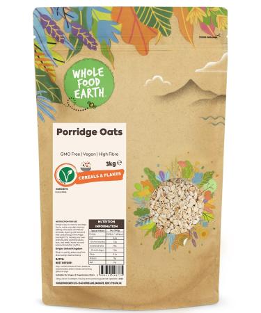 Whole Food Earth - Porridge Oats 3 kg | GMO Free | High Fibre 3kg