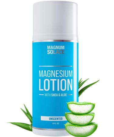 Magnesium Lotion Super Concentrated Made with Aloe and Shea for Leg Cramps Sore Muscles & Joints Rejuvenation Safe for Kids Made in The USA (Unscented)