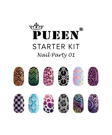 PUEEN Nail Art Stamping Starter Kit - DIY Manicure Set with Stamping Polish, Stamper, Scraper, Image Plate - BH000732 - Buy Online on GoSupps.com