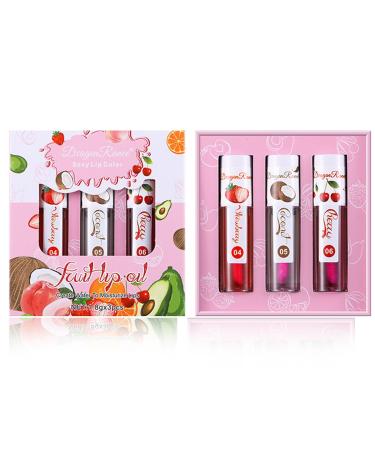 CAHIUYOA 3PCS Color Changing Lip Gloss Set Plumping Lip Oil Moisturizing Lip Balm Magic Lipstick Lip Stain Lip Gloss Oil Tinted for Lip Care and Dry Lip - Set B Lip Gloss Set B