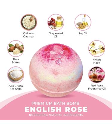 7Leaves Nature English Rose Premium Bath Bomb 6oz - All-Natural Fizzies for Moisturized Skin, Relaxing Bubble Bath - Gift Idea for Birthday, Mothers Day, Valentines, Anniversary, Christmas - Buy Online on GoSupps.com