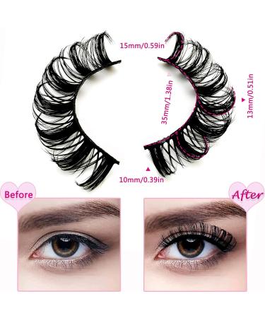 10 Pairs 3D Artificial Eyelashes - Russian Style Natural Curly Cat Eye Lashes (D-Curl Wispy Volume) - S011 - Buy Online on GoSupps.com