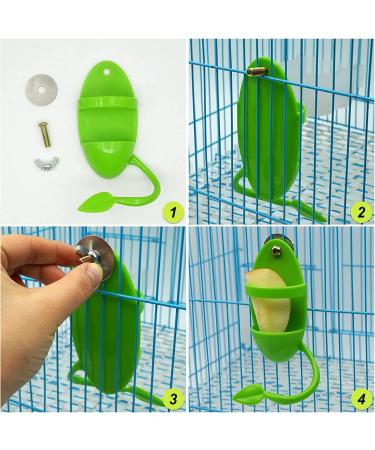 PAULOZYN 2PCS Bird Cuttlebone Stand Holder & Feeding Cup Rack | Birdcage Accessories with Perches | Ideal for Budgies, Parakeets, Cockatiels, Conures | Fruit/Vegetable Storage | Green - Buy Online on GoSupps.com