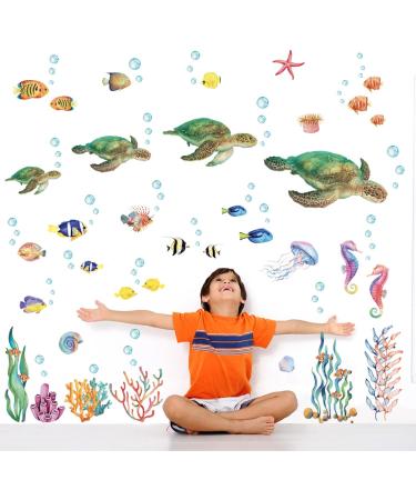 Sea Turtle Wall Stickers & Under the Sea Decals for Bathroom Nursery and Living Room | BASHOM BA-4001 - Buy Online on GoSupps.com
