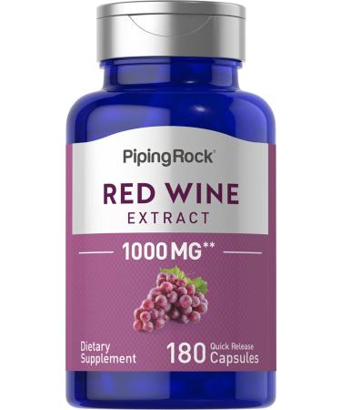 Piping Rock Red Wine Extract Capsules 1000mg | 180 Count | Non-GMO Gluten Free Supplement