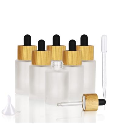 Cosidea 6 pieces empty 30 ml Military glass bottles with wood-bamboo drip lid for serum and essential oil DIY cosmetics oils travel-perfume dripping bottle tank 30ml with pipette - Buy Online on GoSupps.com