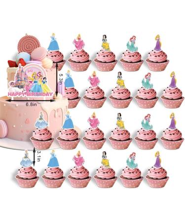 25 Pcs Princess Theme Party Supplies for Kids Birthday Anime Cake Decorations Cake Topper Cupcake Toppers Baby Shower - Buy Online on GoSupps.com