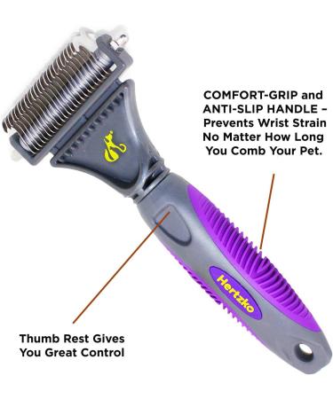 Hertzko Premium Dematting Tool for Dogs and Cats - Deshedding Brush and Matt Breaker - Ideal for Removing Matted Fur and Undercoat - Large Purple - Buy Online on GoSupps.com